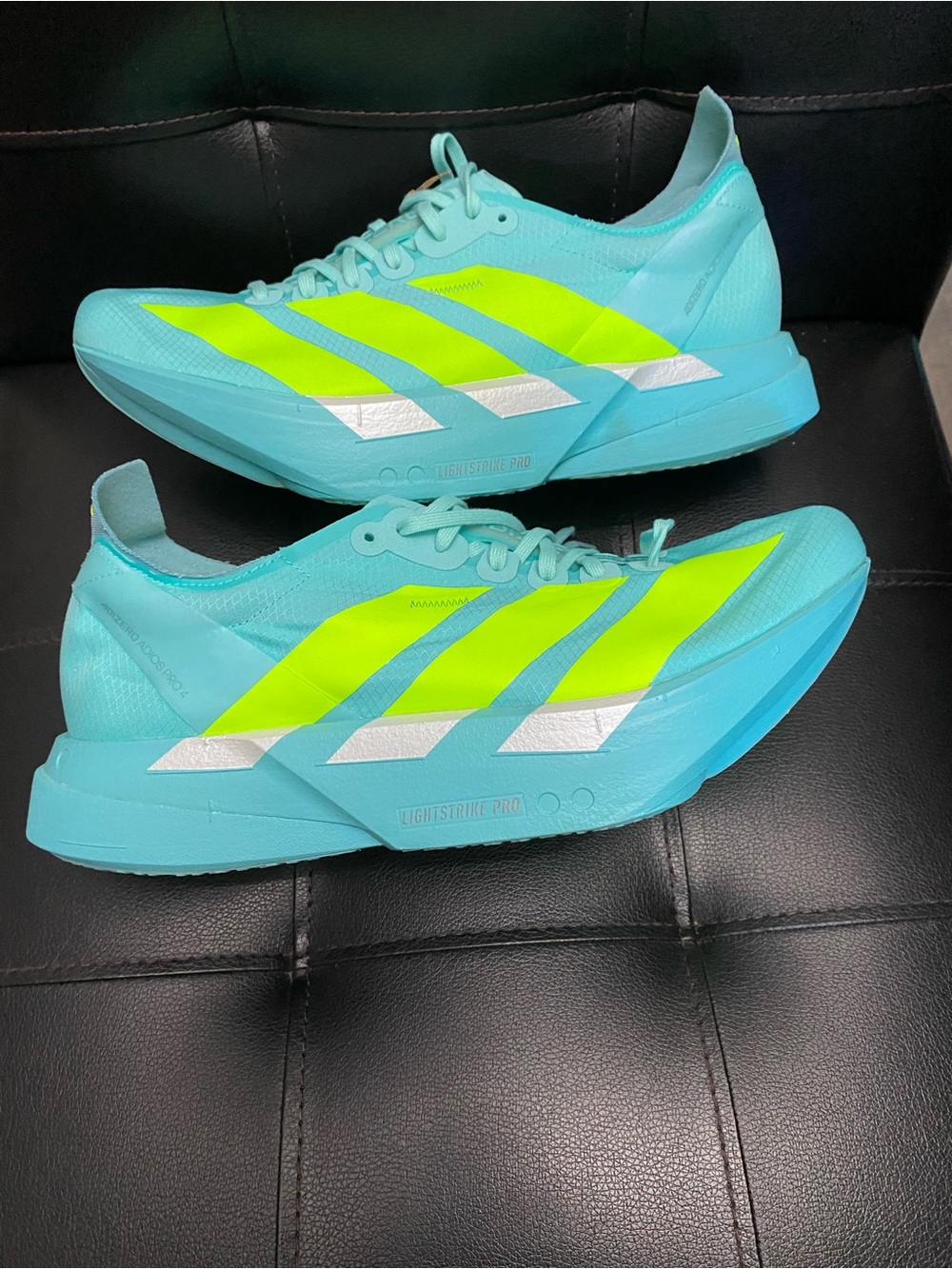 adidas Lightstrike Pro Running Shoes - Aqua Teal & Neon Lime sz 8. New